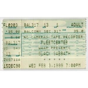 Vintage 1999 Black Sabbath Pantera Deftones Concert Ticket Stub Boston MA